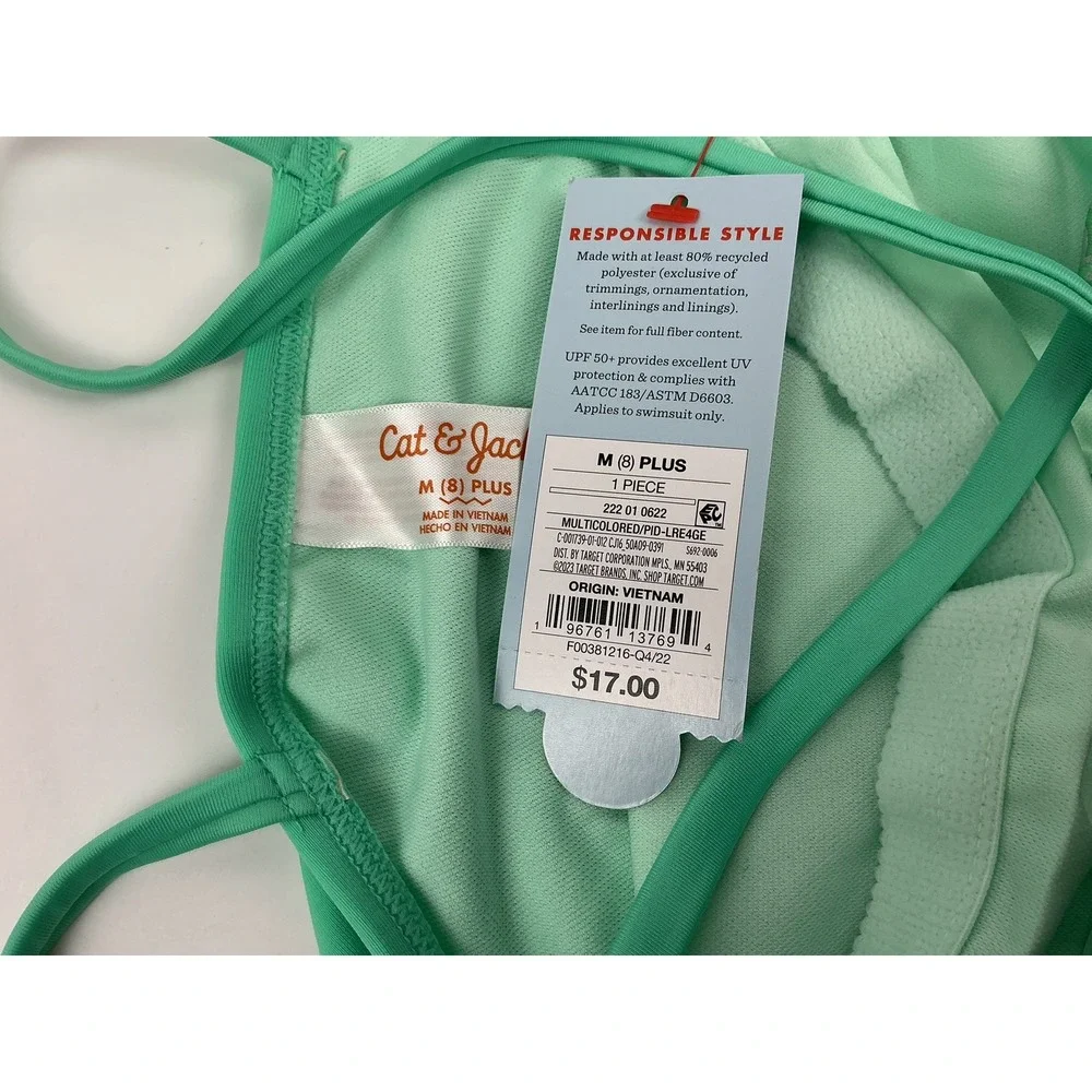 Cat Jack‎ Girls Mermaid Scale One Piece Swimsuit Green M8 Plus